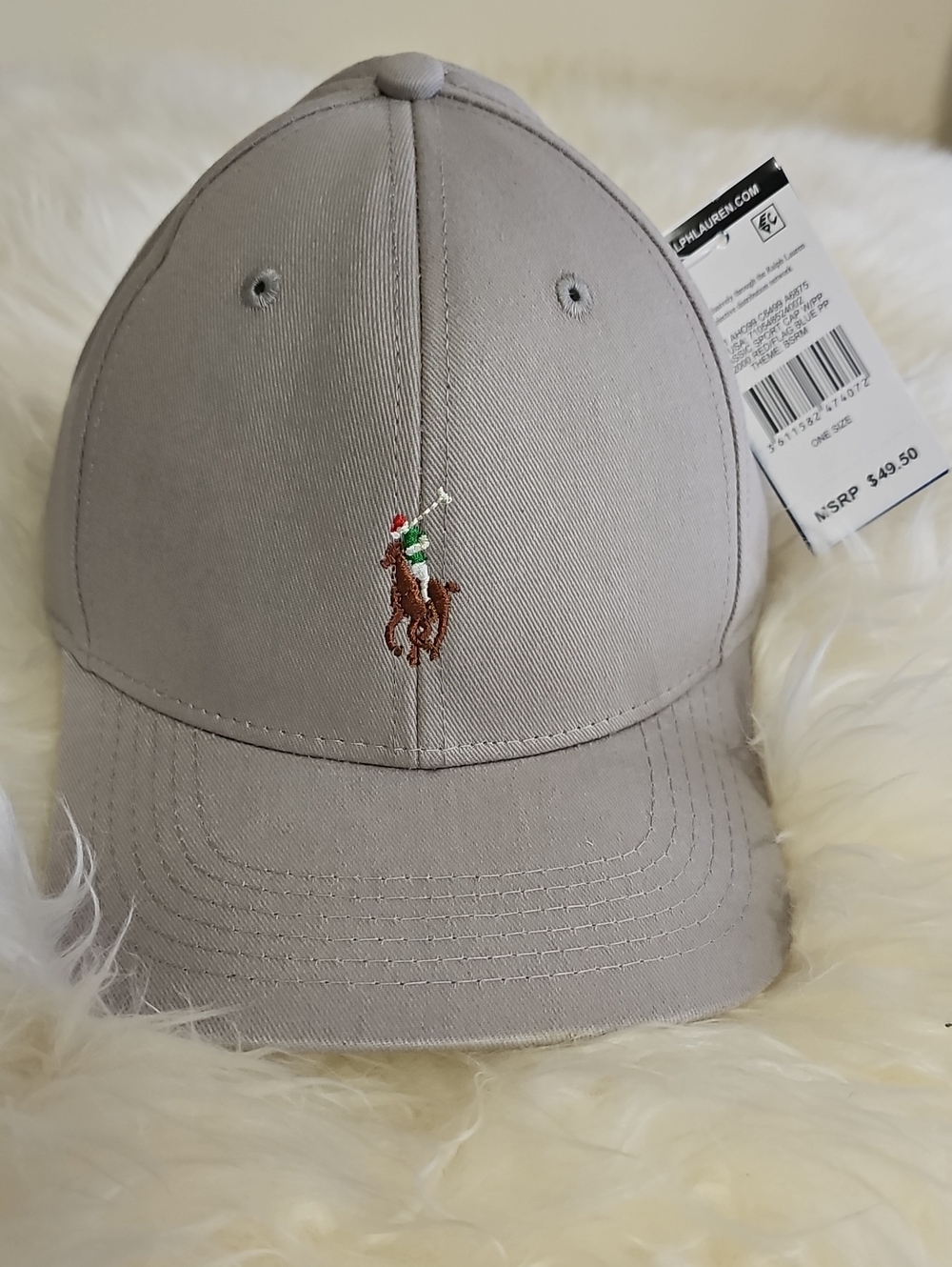 Polo by Ralph Lauren Light Gray Baseball Cap with Embroidered Pony